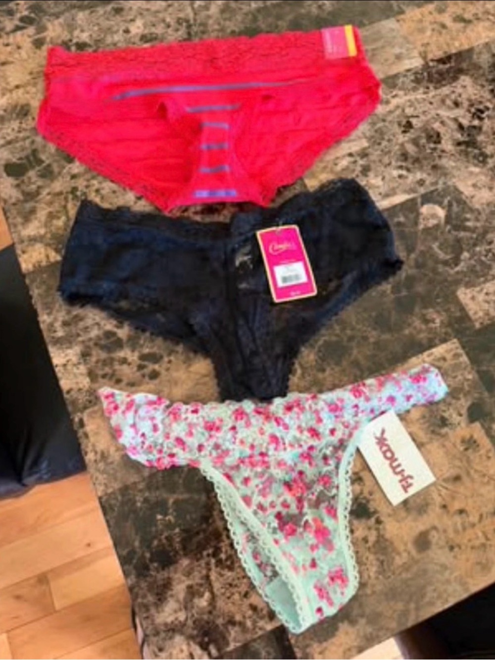 Girls' Floral Mint, Black & Red Lace Bikini Panty Pack - Unknown Brand